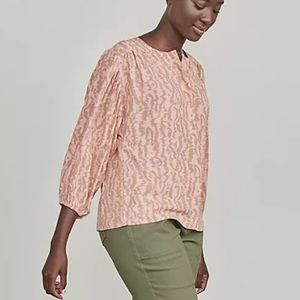 ELIZABETH AND JAMES | Womens Peach Print Drop Shoulders Button-Front Top size XL